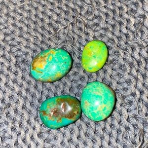 Neon Green Turquoise Palm Stones - Set of 4